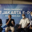 Ketua Pelaksana Formula E Jakarta 2022 Ahmad Sahroni (kedua kiri), Direktur Utama PT Jakarta Propertindo (Perseroda) Widi Amanasto (kedua kanan), Direktur Utama Pembangunan Jaya Ancol Teuku Sahir Syahali (kanan), Regulator Ikatan Motor Indonesia (IMI) Ananda Mikola (kiri) memberikan keterangan pers tentang 2022 Jakarta E-Prix di kawasan Taman Impian Jaya Ancol, Jakarta, Rabu (22/12/2021). ANTARA FOTO/Aprillio Akbar/hp.