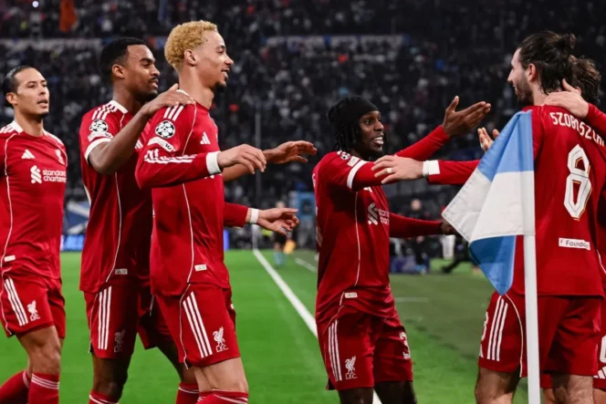 
					Liverpool mencuri poin penuh di kandang Marseille, Stadion Velodrome, Kamis WIB, (X/Liverpool FC) 